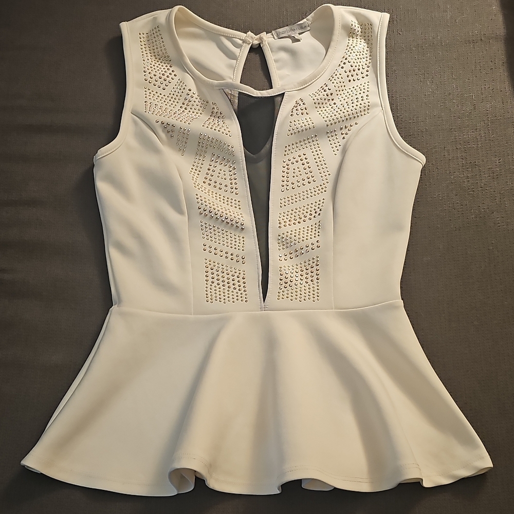 Charlotte Russe White Sleeveless Peplum Blouse